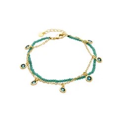 Pulsera de Plata de Ley 925 y Circonita Esmeralda acabado oro amarillo de 18k - Zaru