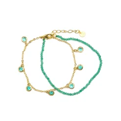 Pulsera de Plata de Ley 925 y Circonita Esmeralda acabado oro amarillo de 18k - Zaru