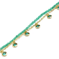 Pulsera de Plata de Ley 925 y Circonita Esmeralda acabado oro amarillo de 18k - Zaru