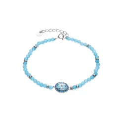 Pulsera de Plata de Ley 925 y Circonita Topacio Azul acabado rodio - Nazki