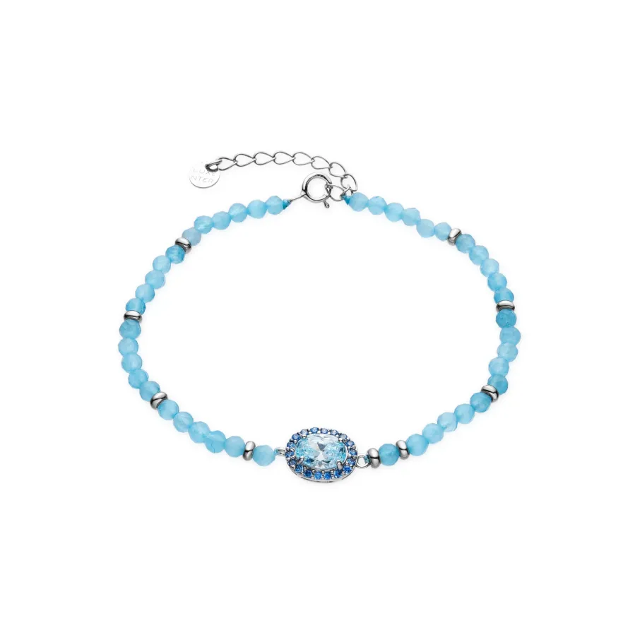 Pulsera de Plata de Ley 925 y Circonita Topacio Azul acabado rodio - Nazki