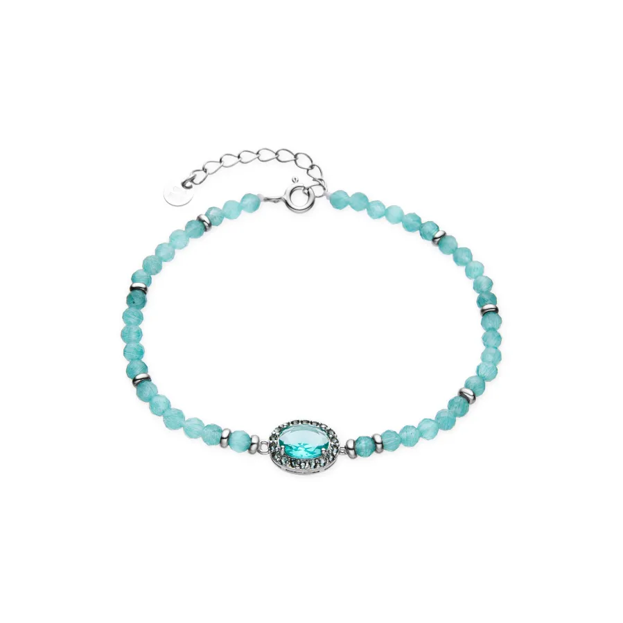 Pulsera de Plata de Ley 925 y Circonita Topacio Azul acabado rodio - Nazki