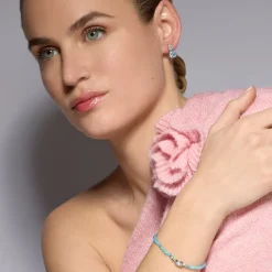 Pulsera de Plata de Ley 925 y Circonita Topacio Azul acabado rodio - Nazki