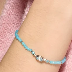 Pulsera de Plata de Ley 925 y Circonita Topacio Azul acabado rodio - Nazki