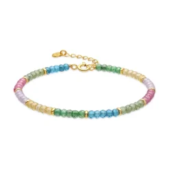 Pulsera de Plata de Ley 925 y Cristal Multicolor acabado en oro amarillo de 18k - Shusau