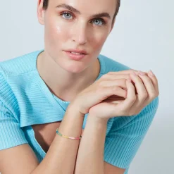 Pulsera de Plata de Ley 925 y Cristal Multicolor acabado en oro amarillo de 18k - Shusau