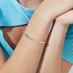 Pulsera de Plata de Ley 925 y Cristal Multicolor acabado en oro amarillo de 18k - Shusau