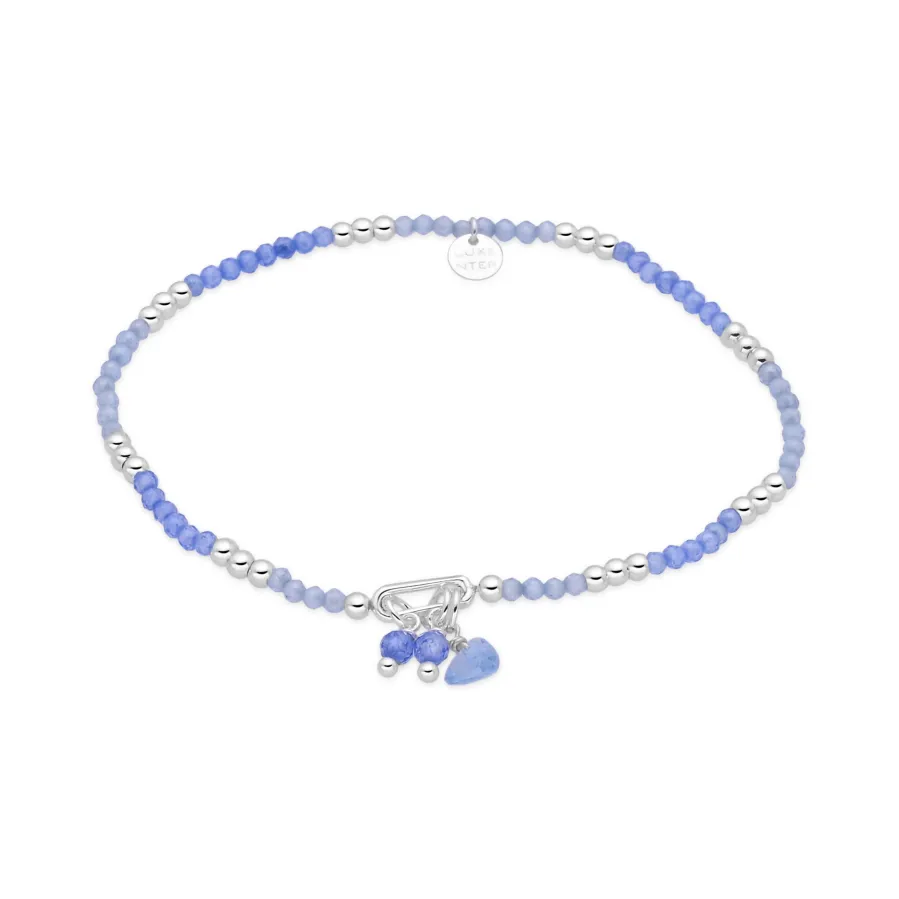 Pulsera de Plata de Ley 925 y Cristal Azul acabado en rodio - Ilkan