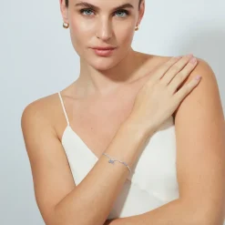 Pulsera de Plata de Ley 925 y Cristal Azul acabado en rodio - Ilkan