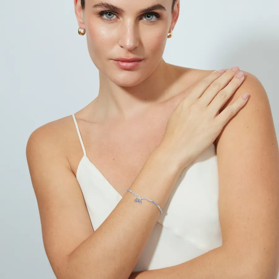 Pulsera de Plata de Ley 925 y Cristal Azul acabado en rodio - Ilkan