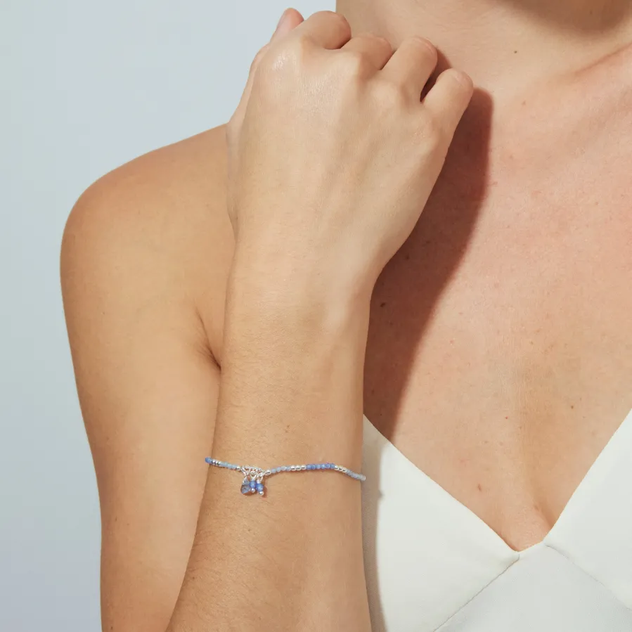 Pulsera de Plata de Ley 925 y Cristal Azul acabado en rodio - Ilkan