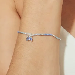 Pulsera de Plata de Ley 925 y Cristal Azul acabado en rodio - Ilkan