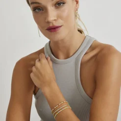 Pulsera de Plata de Ley 925 con Circonita Multicolor acabada en oro amarillo 18K - Tahu