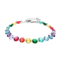 Pulsera de Plata de Ley 925 y Cuarzo Hidrotermal Multicolor acabado en rodio - Rasyes