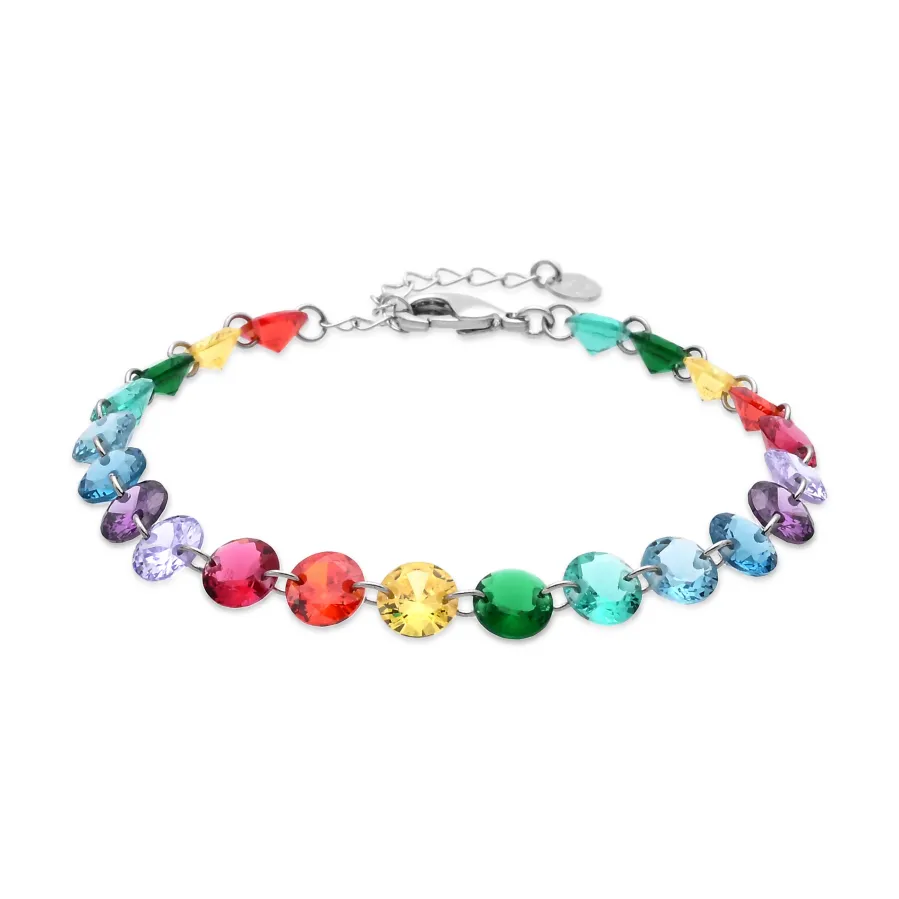 Pulsera de Plata de Ley 925 y Cuarzo Hidrotermal Multicolor acabado en rodio - Rasyes