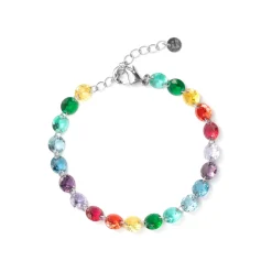 Pulsera de Plata de Ley 925 y Cuarzo Hidrotermal Multicolor acabado en rodio - Rasyes