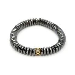 Pulsera de Plata de Ley 925 y Hematite acabado en oro amarillo 18k - Lakil