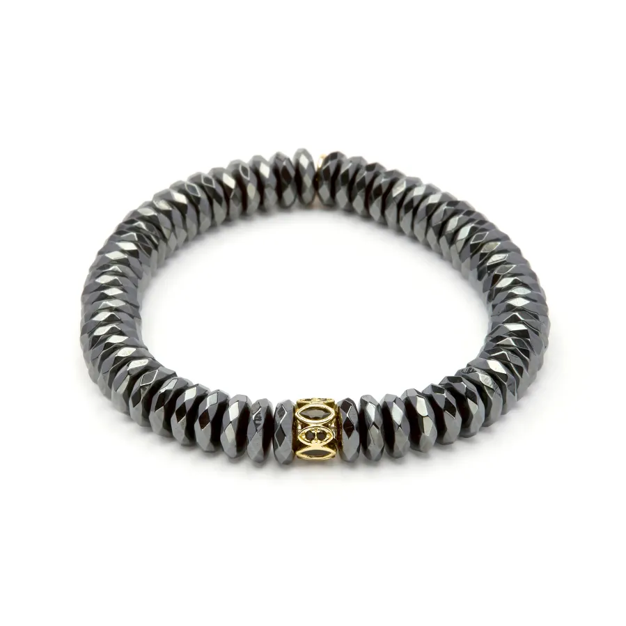 Pulsera de Plata de Ley 925 y Hematite acabado en oro amarillo 18k - Lakil