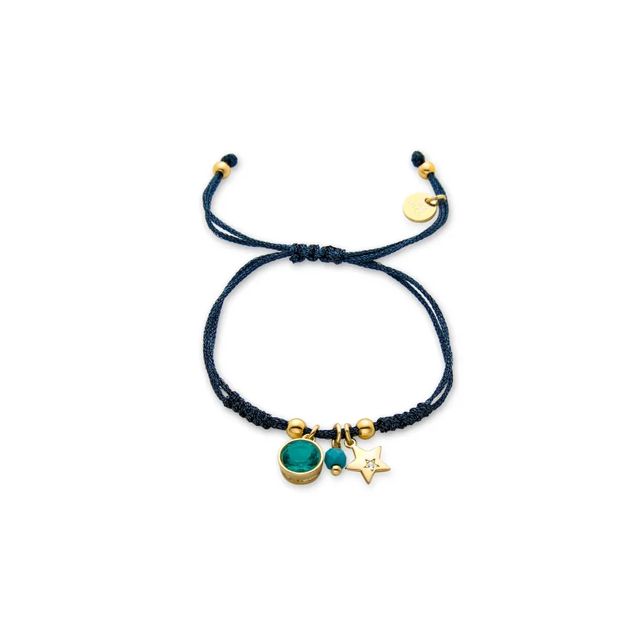 Pulsera de Plata de Ley 925 con Circonita Esmeralda acabada en oro amarillo 18K - Zysuo