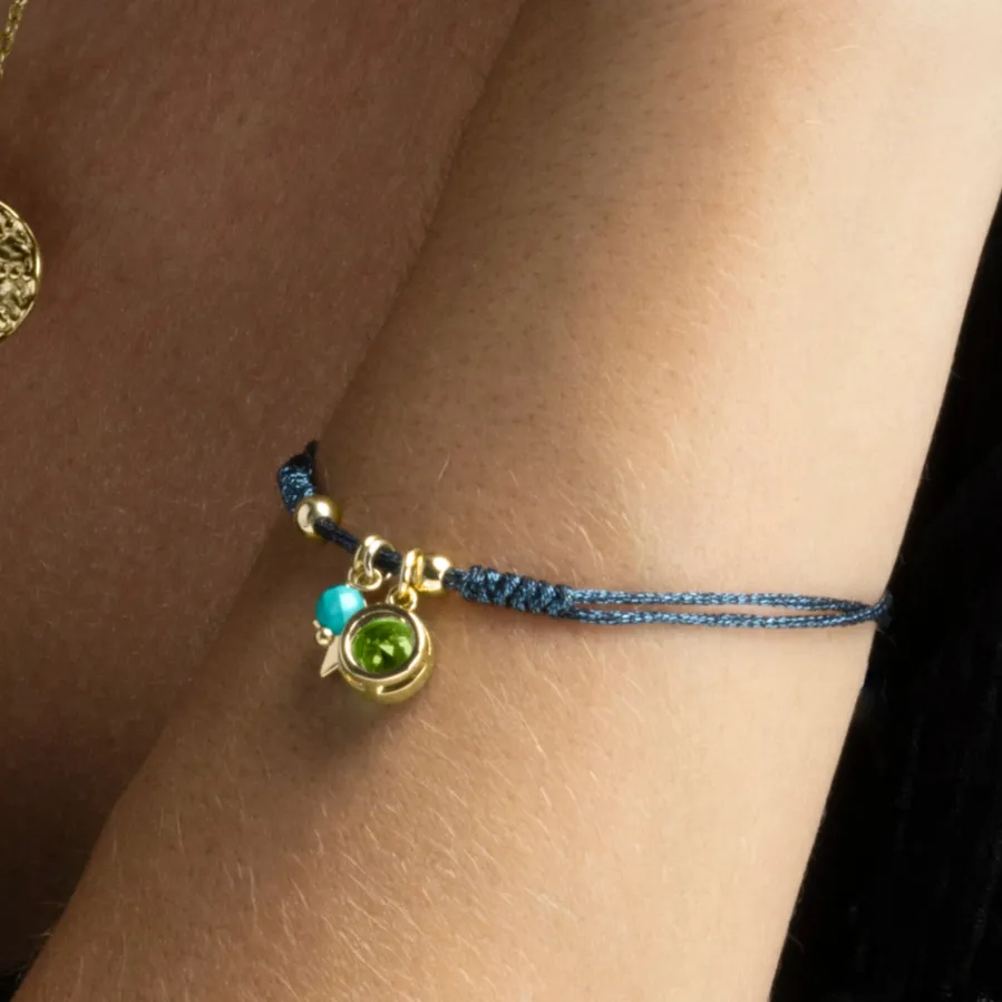 Pulsera de Plata de Ley 925 con Circonita Esmeralda acabada en oro amarillo 18K - Zysuo