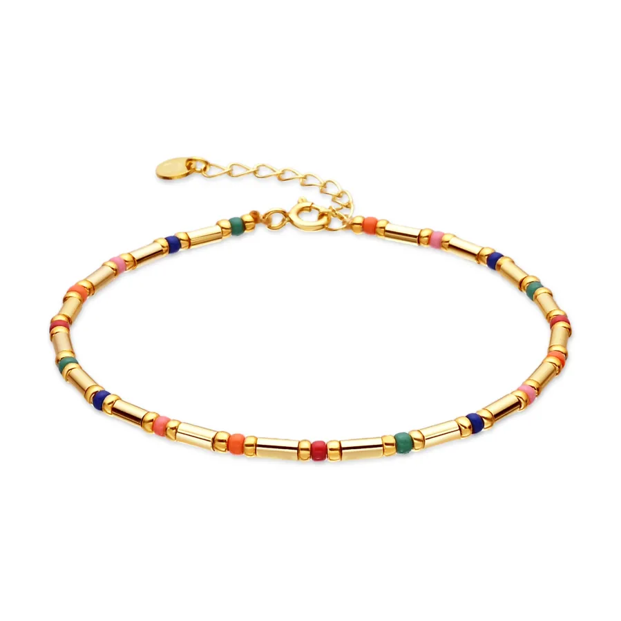 Pulsera de Plata de Ley 925 y Cristal Multicolor acabado en oro amarillo de 18k - Sharawi