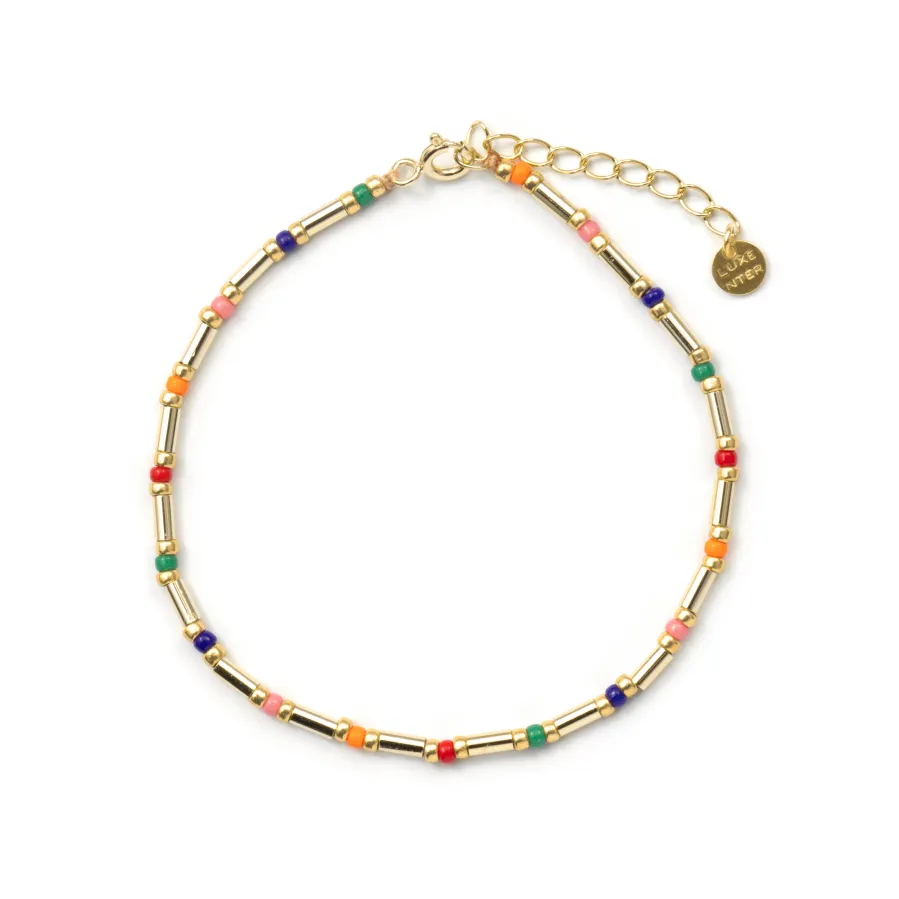 Pulsera de Plata de Ley 925 y Cristal Multicolor acabado en oro amarillo de 18k - Sharawi