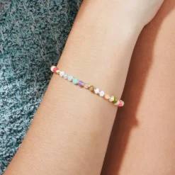 Pulsera de Plata de Ley 925 y Multicolor Piedra Natural acabado en oro amarillo de 18k - Abdas