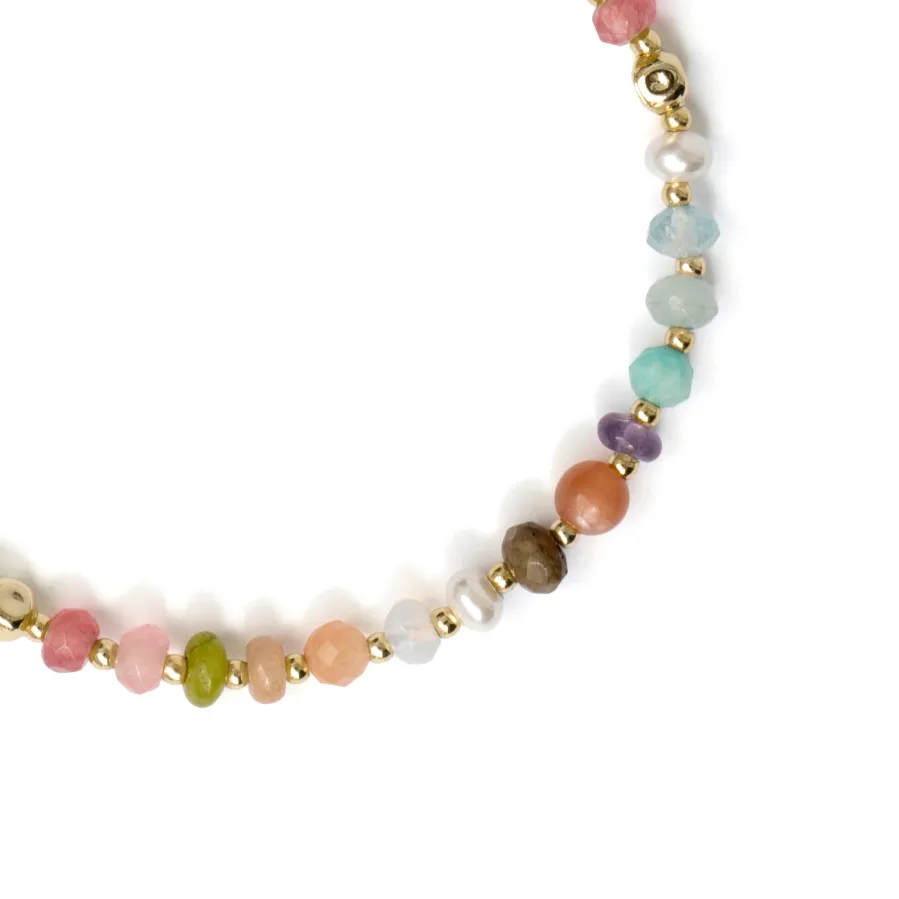 Pulsera de Plata de Ley 925 y Multicolor Piedra Natural acabado en oro amarillo de 18k - Abdas