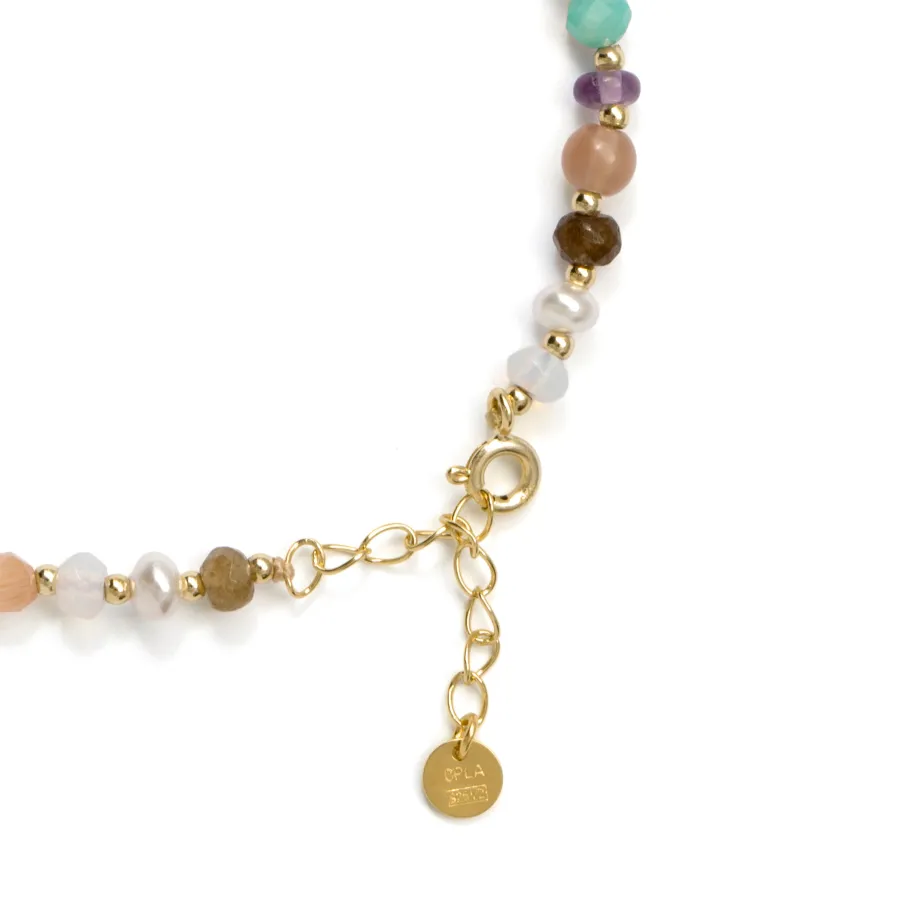 Pulsera de Plata de Ley 925 y Multicolor Piedra Natural acabado en oro amarillo de 18k - Abdas