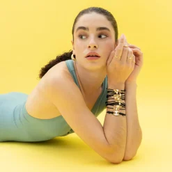 Pulsera de Plata de Ley 925 y Circonita Brillante acabada en oro amarillo 18K - Hudap