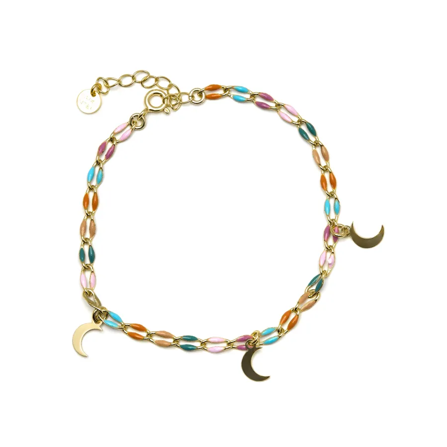 Pulsera de Plata de Ley 925 y Lacado Multicolor acabado oro 18k - Liesi