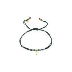 Pulsera de Plata de Ley 925 y Cristal Azul Oscuro acabado oro 18k - Kalau