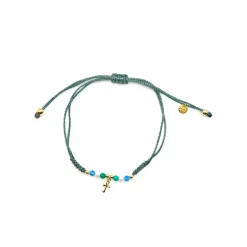Pulsera de Plata de Ley 925 y Cristal Azul Oscuro acabado oro 18k - Kalau