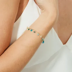 Pulsera de Plata de Ley 925 y Circonita Multicolor acabado en oro amarillo de 18k - Dorala