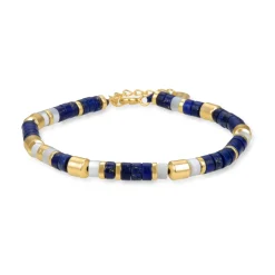 Pulsera de Plata de Ley 925 con Lapislazuli Natural acabada en oro amarillo 18K - Ihun