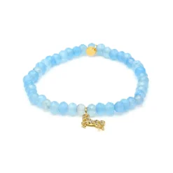 Pulsera de Plata de Ley 925 y Jade Azul acabado en oro amarillo 18k - Korsa