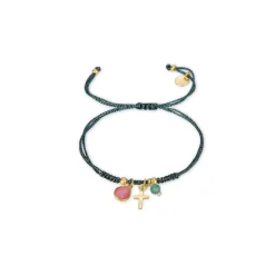 Pulsera de Plata de Ley 925 con Circonita Rosa acabada en oro amarillo 18K - Yazu