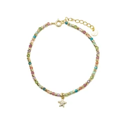 Pulsera de Plata de Ley 925 y Cristal Multicolor acabada en oro amarillo de 18k - Estrella