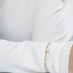 Pulsera de Plata de Ley 925 y Cristal Multicolor acabada en oro amarillo de 18k - Estrella
