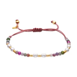 Pulsera de Plata de Ley 925 y Turmalina Multicolor acabado en oro amarillo de 18k - Gornus