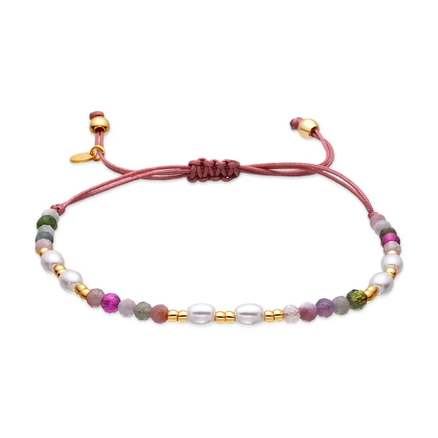 Pulsera de Plata de Ley 925 y Turmalina Multicolor acabado en oro amarillo de 18k - Gornus