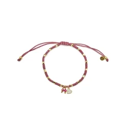 Pulsera de Plata de Ley 925 y Cristal Rosa acabada en oro amarillo 18K - Corazón