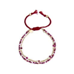 Pulsera de Plata de Ley 925 con Cuarzo Hidrotermal Amatista acabada en oro amarillo 18K - Asvorg