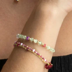 Pulsera de Plata de Ley 925 con Cuarzo Hidrotermal Amatista acabada en oro amarillo 18K - Asvorg