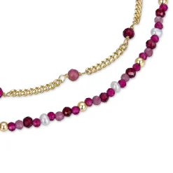 Pulsera de Plata de Ley 925 con Cuarzo Hidrotermal Amatista acabada en oro amarillo 18K - Asvorg