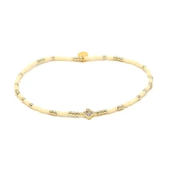Pulsera de Plata de Ley 925 y Circonita Amatista acabado en oro amarillo 18k - Becle