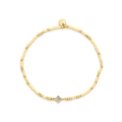 Pulsera de Plata de Ley 925 y Circonita Amatista acabado en oro amarillo 18k - Becle