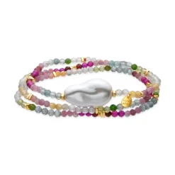 Pulsera de Plata de Ley 925 y Cristal Multicolor acabado oro amarillo de 18k - Lorex