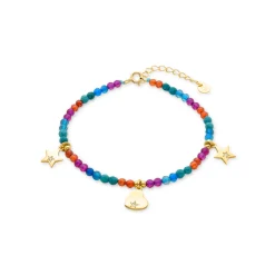 Pulsera de Plata de Ley 925 con Cristal Multicolor acabada en oro amarillo 18K - Sten