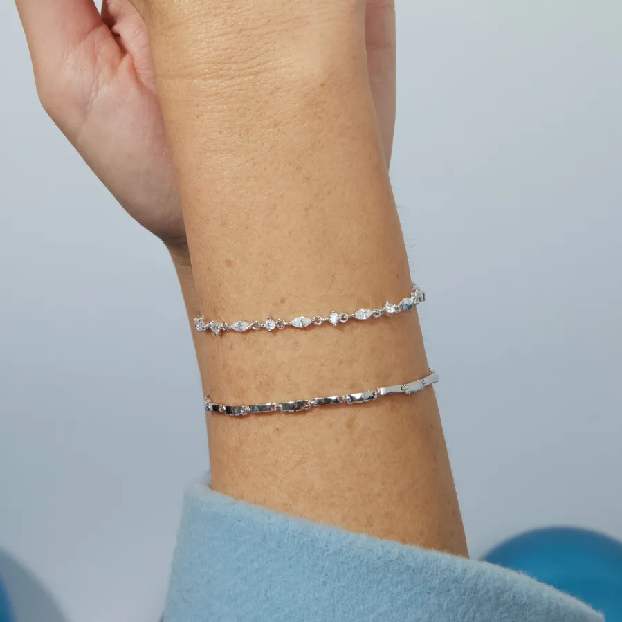 Pulsera de Plata de Ley 925 con Circonita Brillante acabada en rodio - Ulmax